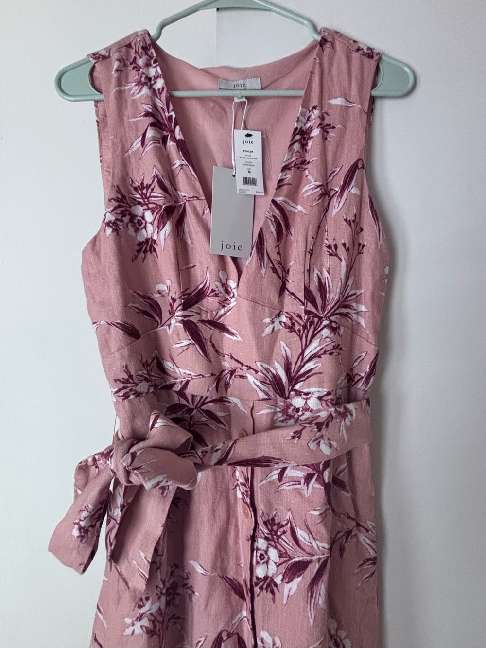 Joie Peach Floral Tie-Waist Sleeveless Midi Dress - Picture 5 of 5